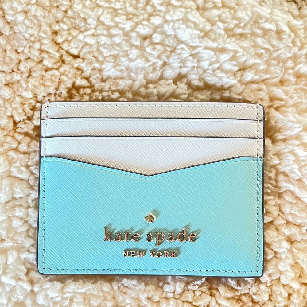 Kate Spade White and Teal Card Holder
